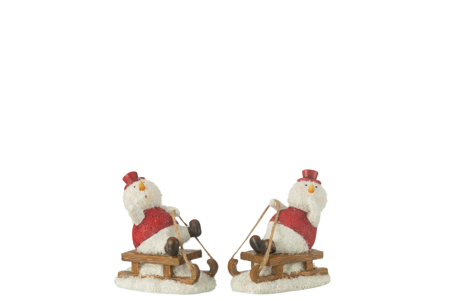 J-Line decoratie Sneeuwman Slee - polyresin - mix - small - 2 stuks