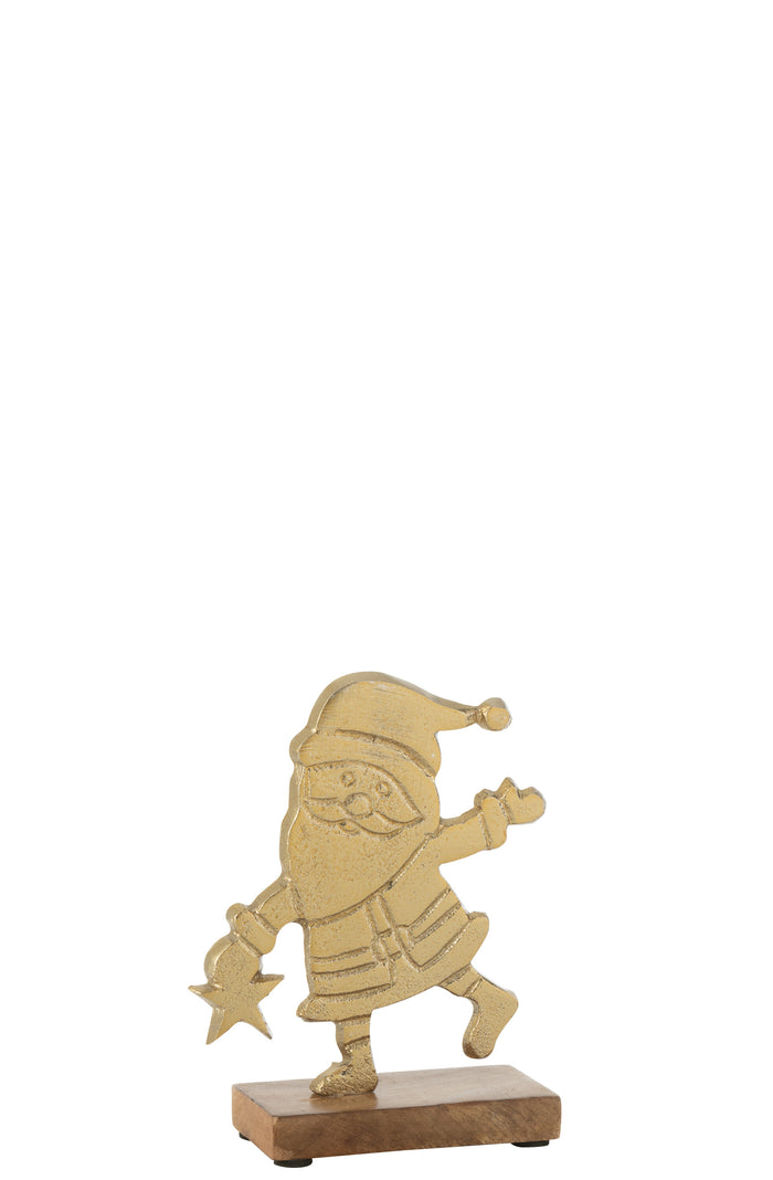 J-Line figuur Kerstman - aluminium|hout - goud - small