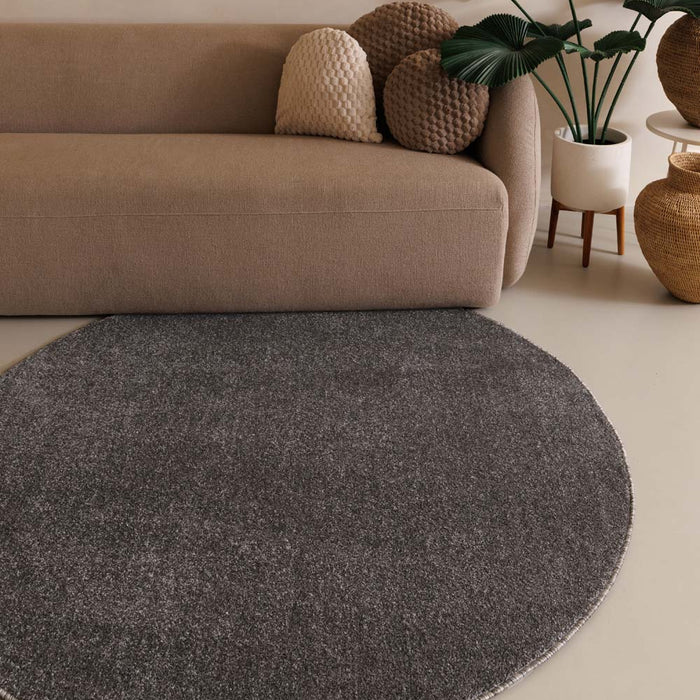 Tapeso Rond vloerkleed Fine - grijs - 120 cm