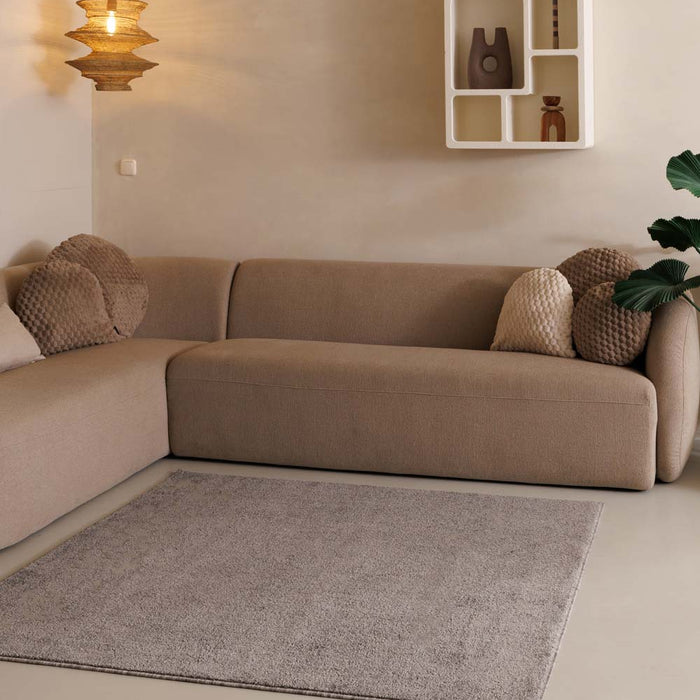 Tapeso Vierkant vloerkleed Fine - lichtgrijs - 100x100 cm