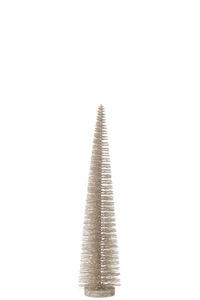 J-Line decoratie Kerstboom Glitter - kunststof - greige - me