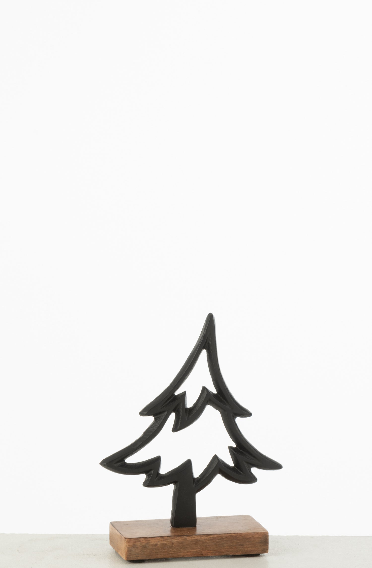 J-Line decoratie Denneboom Op Voet  - aluminium|hout - zwart - small