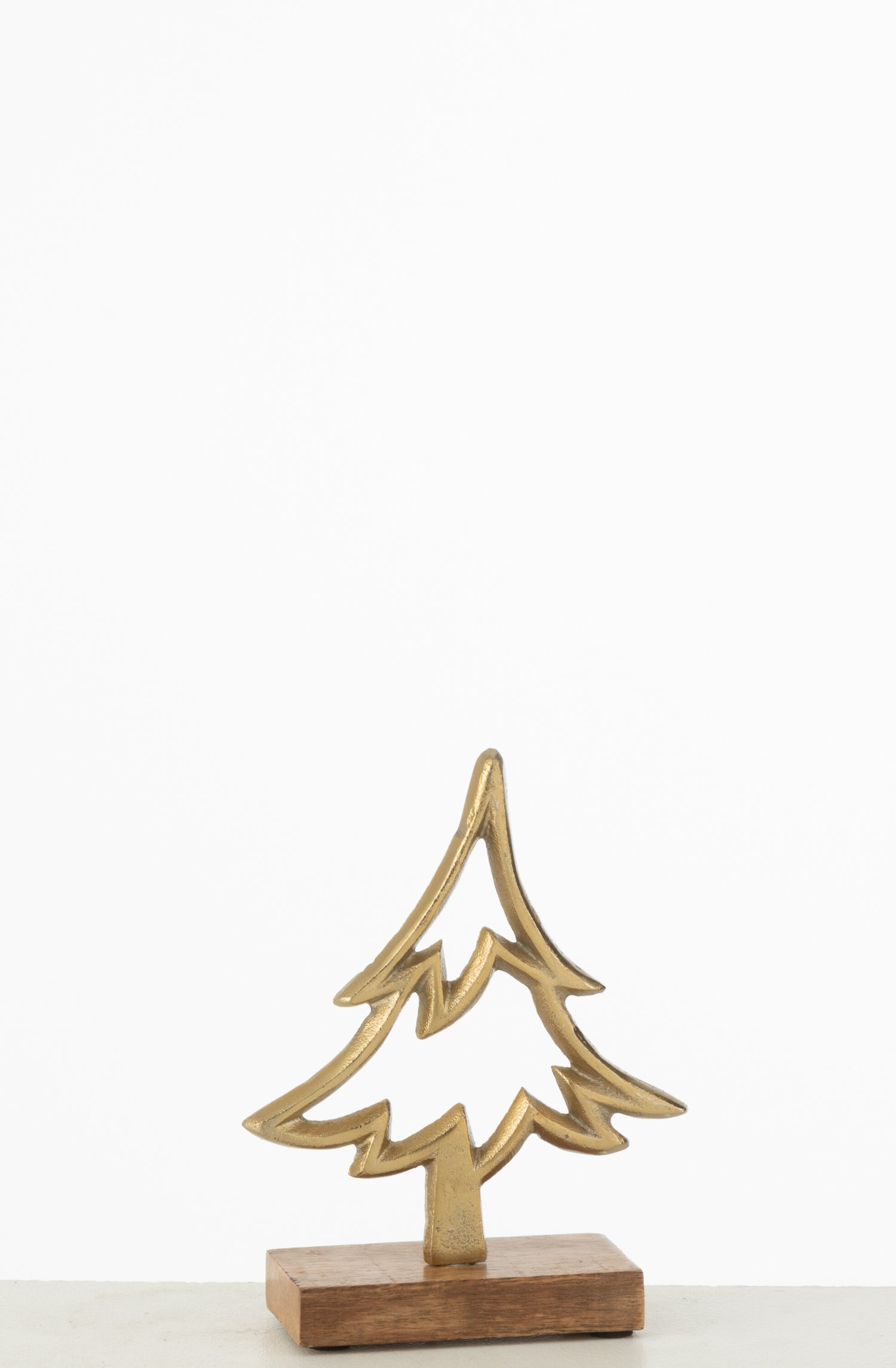 J-Line decoratie Denneboom Op Voet  - aluminium|hout - goud - small