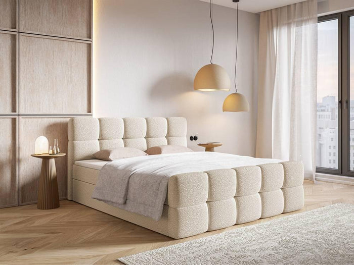 NADUVI Collection Chloe Boxspring met Opbergvak 160 x 200 cm - Bouclé - Ivoor