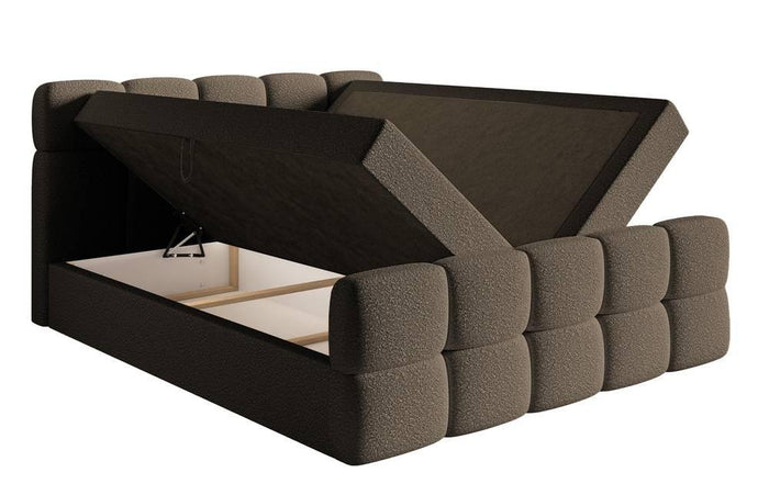 NADUVI Collection Chloe Boxspring met Opbergvak 140 x 200 cm - Bouclé - Bruin