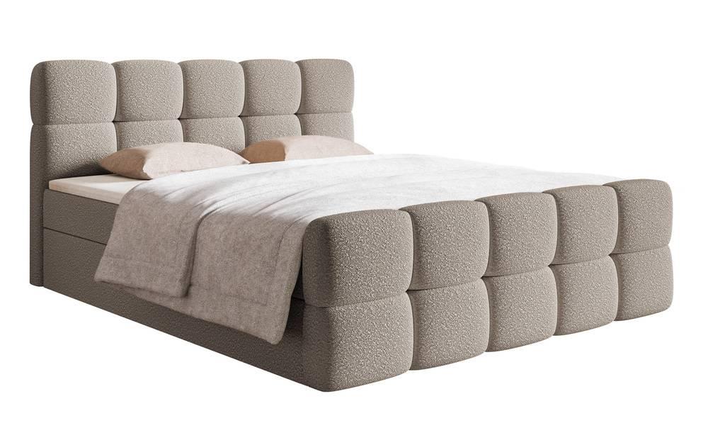 NADUVI Collection Chloe Boxspring met Opbergvak 140 x 200 cm - Bouclé - Greige