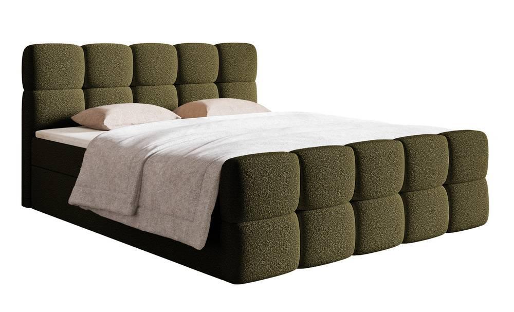 NADUVI Collection Chloe Boxspring met Opbergvak 160 x 200 cm - Bouclé - Groen