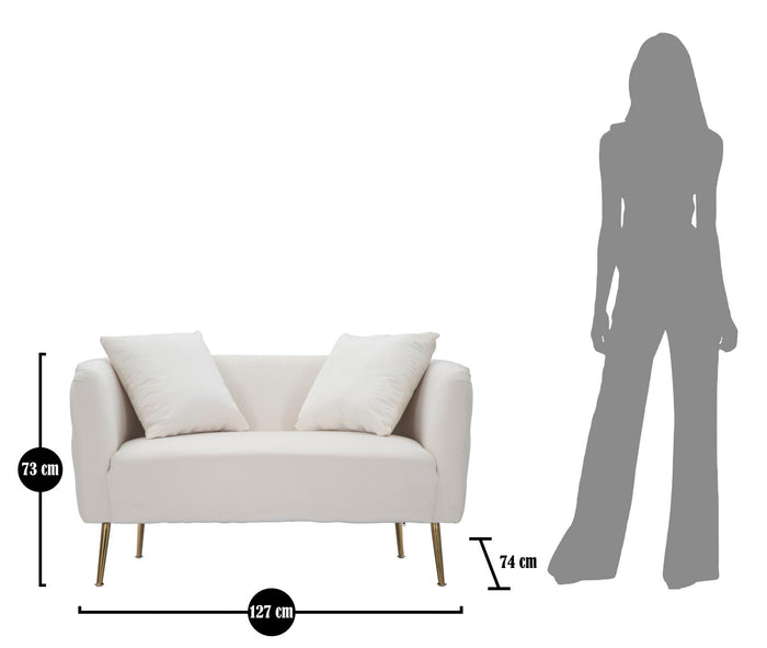 Mauro Ferretti Bucarest 2-zitsbank van beige stof met gouden poten