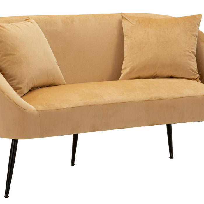 Mauro Ferretti Browy Zwart metalen en bruin fluwelen bank met kussens