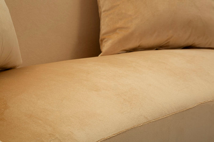 Mauro Ferretti Browy Zwart metalen en bruin fluwelen bank met kussens