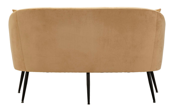 Mauro Ferretti Browy Zwart metalen en bruin fluwelen bank met kussens