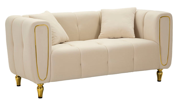 Mauro Ferretti Alma Sofa 2 plaatsen in metaal en fluwelen rème