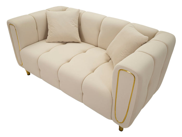 Mauro Ferretti Alma Sofa 2 plaatsen in metaal en fluwelen rème