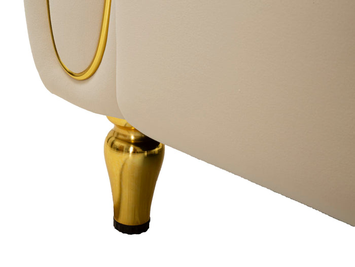 Mauro Ferretti Alma Sofa 2 plaatsen in metaal en fluwelen rème