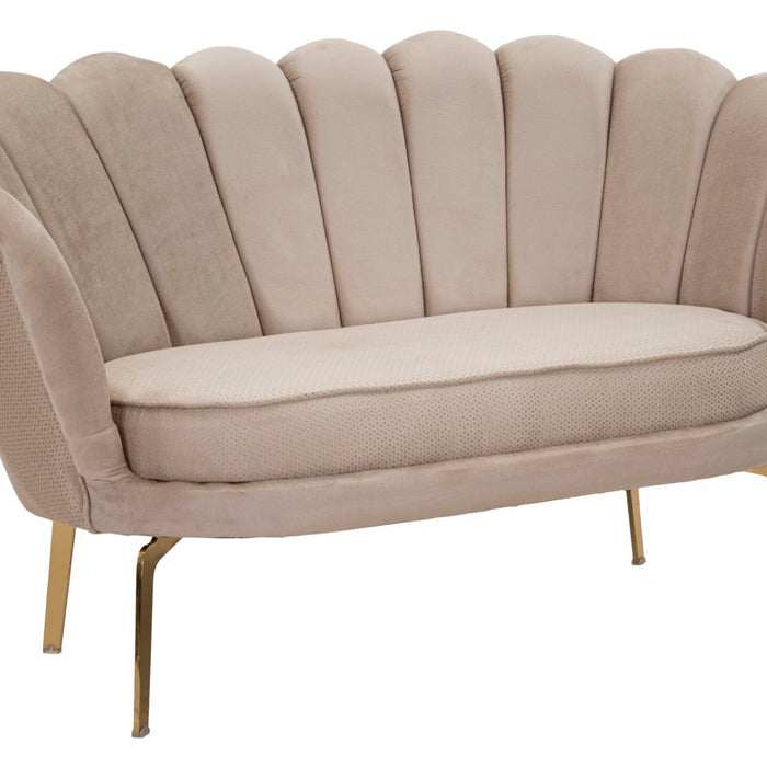 Mauro Ferretti Vienna Bank van beige stof met gouden poten