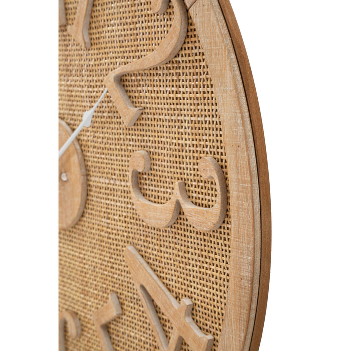 Mauro Ferretti Boho Ronde wandklok in hout en rotan bruin