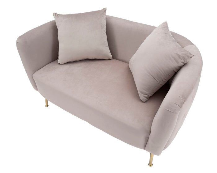 Mauro Ferretti Bucarest 2-zitsbank van grijze stof met gouden poten