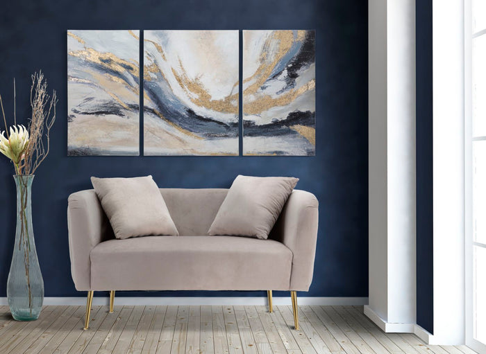 Mauro Ferretti Bucarest 2-zitsbank van grijze stof met gouden poten