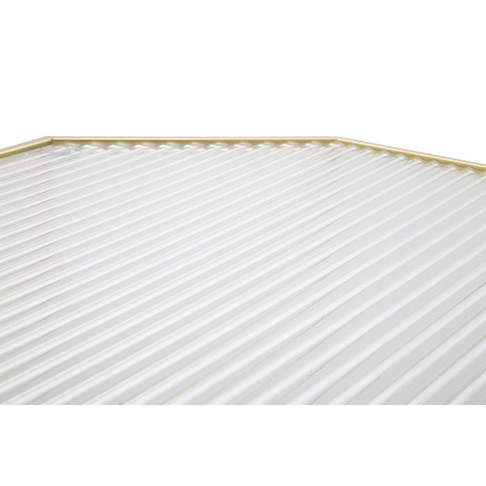 Mauro Ferretti Glass Set van 2 tafels in goud metaal en glas