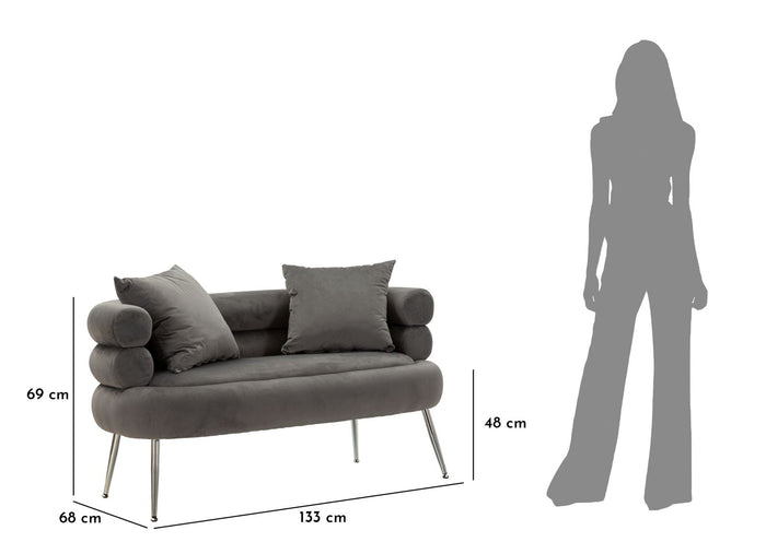 Mauro Ferretti Silvery Sofa 2 plaatsen in metaal en fluweel