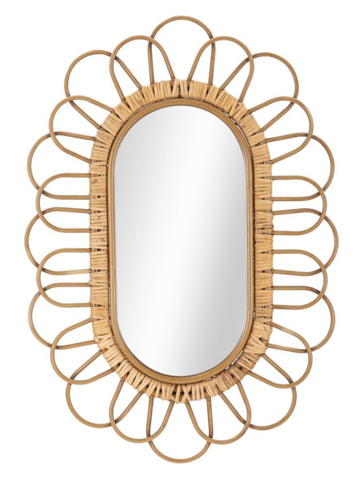 Mauro Ferretti Panama Wandspiegel in metaal en bruin rotan