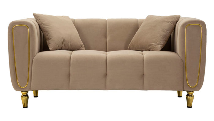 Mauro Ferretti Alma Sofa 2 plaatsen in metaal en fluwelen tortora