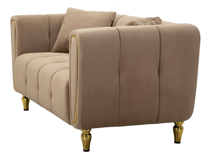 Mauro Ferretti Alma Sofa 2 plaatsen in metaal en fluwelen tortora