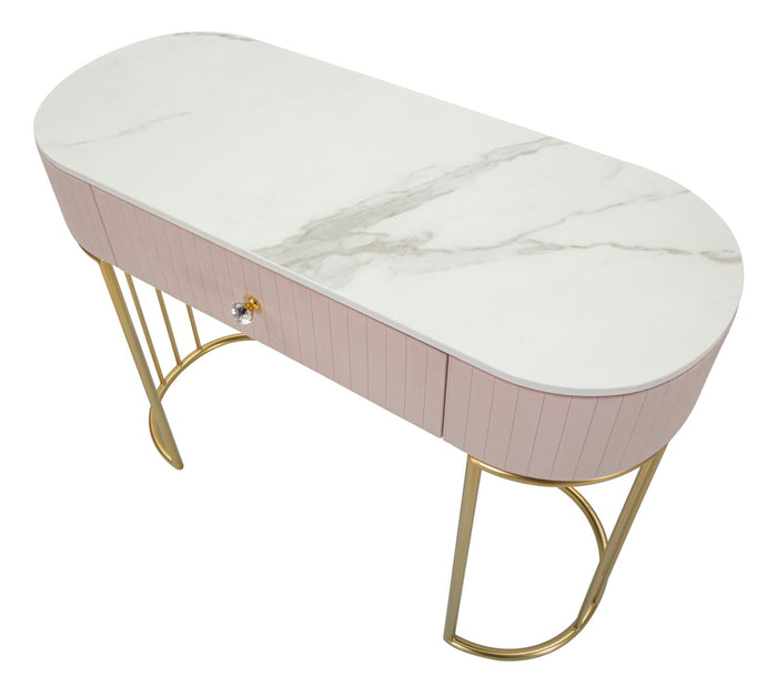 Mauro Ferretti Montpellier Console in metalen stof hout goud wit roze