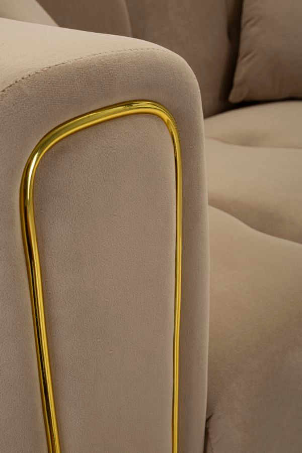 Mauro Ferretti Alma Sofa 2 plaatsen in metaal en fluwelen tortora