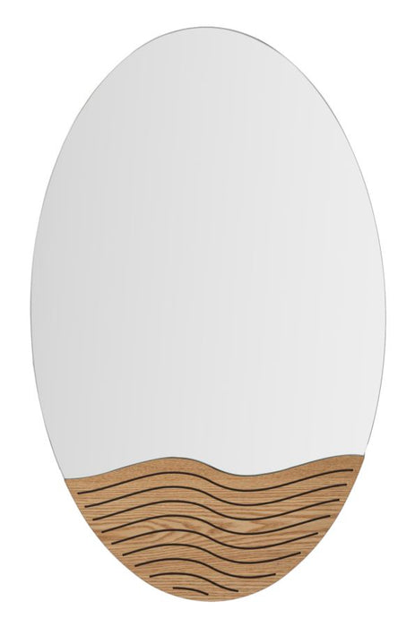 Mauro Ferretti Lines Ronde wandspiegel in bruin hout met golven