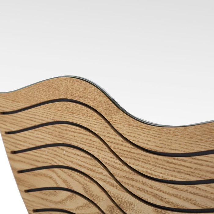 Mauro Ferretti Lines Ronde wandspiegel in bruin hout met golven