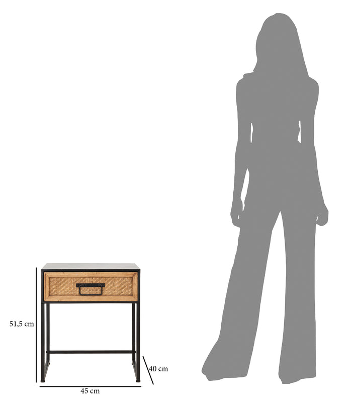 Mauro Ferretti Hanoi Nachtkastje met lade in hout en metaal