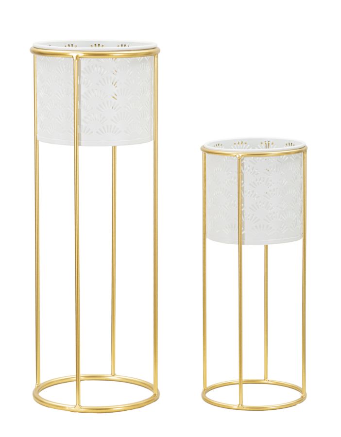 Mauro Ferretti Whity Set van 2 wit metalen vaashouders