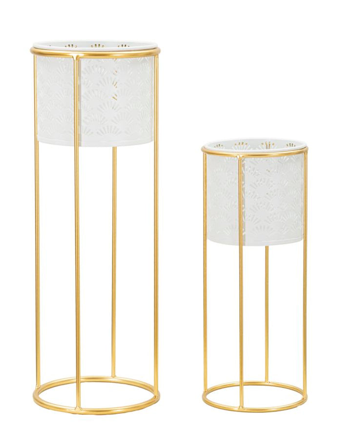 Mauro Ferretti Whity Set van 2 wit metalen vaashouders