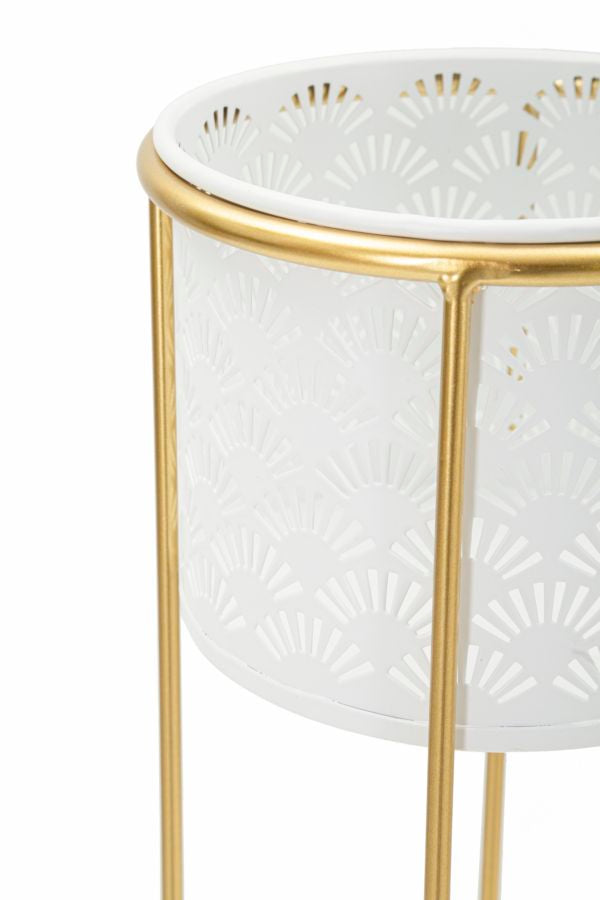 Mauro Ferretti Whity Set van 2 wit metalen vaashouders