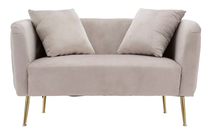 Mauro Ferretti Bucarest 2-zitsbank van grijze stof met gouden poten