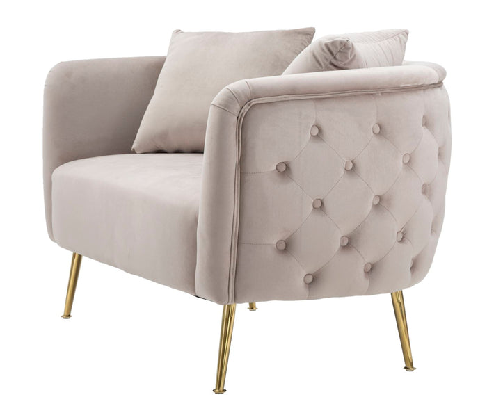 Mauro Ferretti Bucarest 2-zitsbank van grijze stof met gouden poten