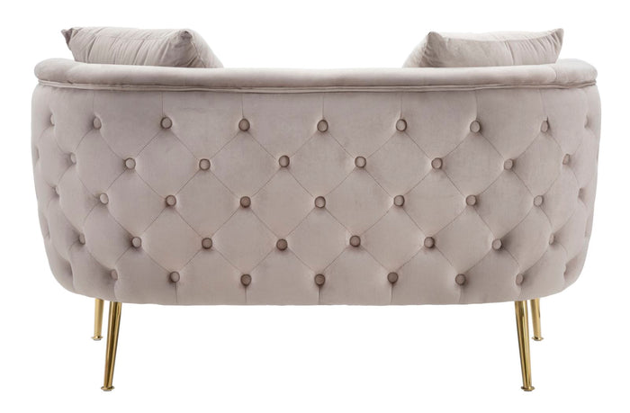 Mauro Ferretti Bucarest 2-zitsbank van grijze stof met gouden poten