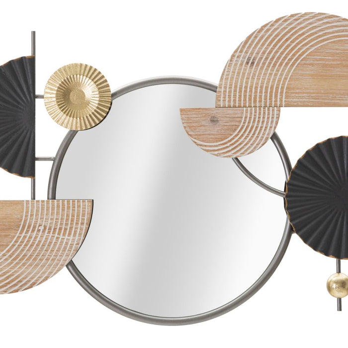 Mauro Ferretti Abstract Wandspiegel in metaal en hout veelkleurig
