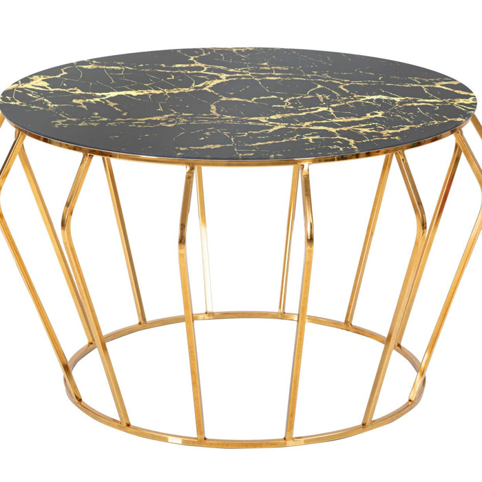 Mauro Ferretti Histor Salontafel in goud metaal met rond blad