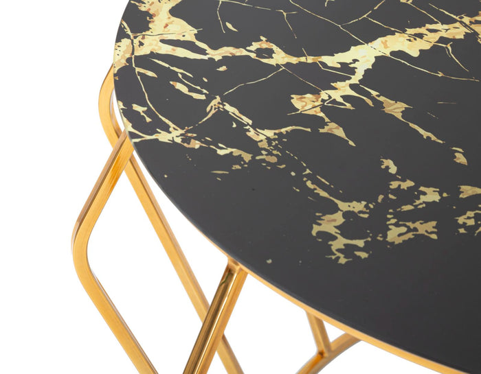Mauro Ferretti Histor Salontafel in goud metaal met rond blad