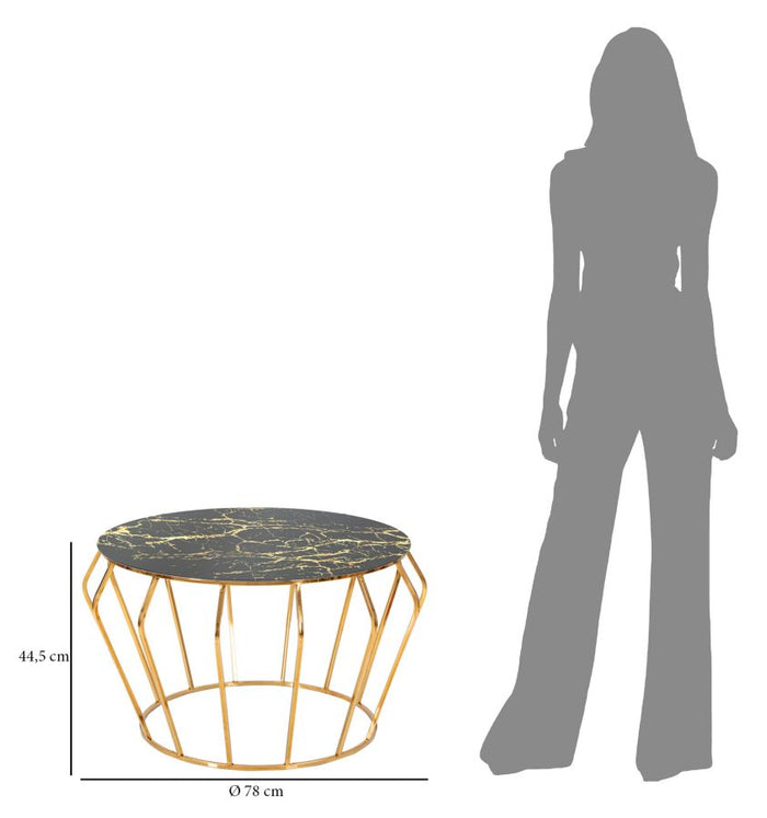 Mauro Ferretti Histor Salontafel in goud metaal met rond blad