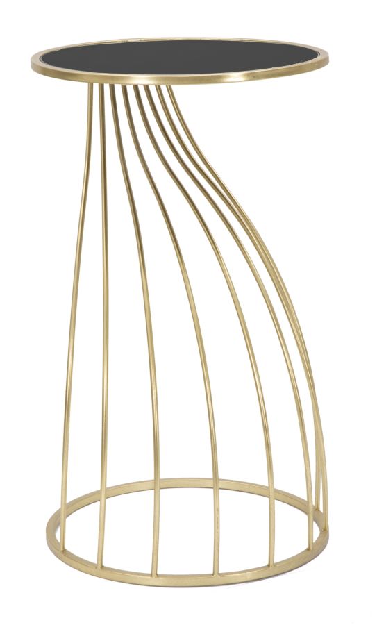 Mauro Ferretti Flush Ronde tafel in goud metaal met zwart blad