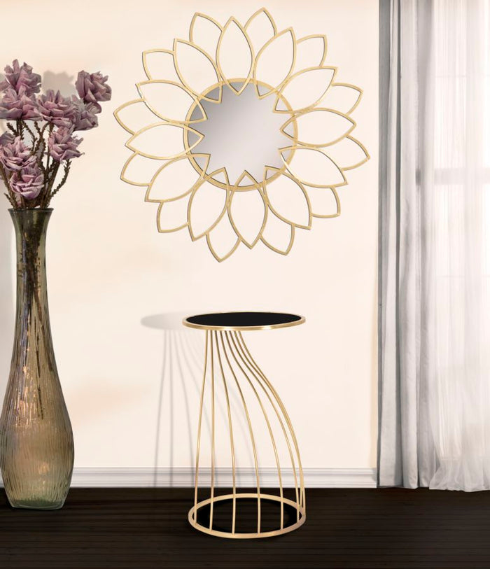 Mauro Ferretti Flush Ronde tafel in goud metaal met zwart blad