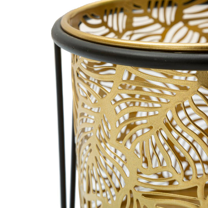 Mauro Ferretti Leavy Set van 2 pothouders in goud en zwart metaal