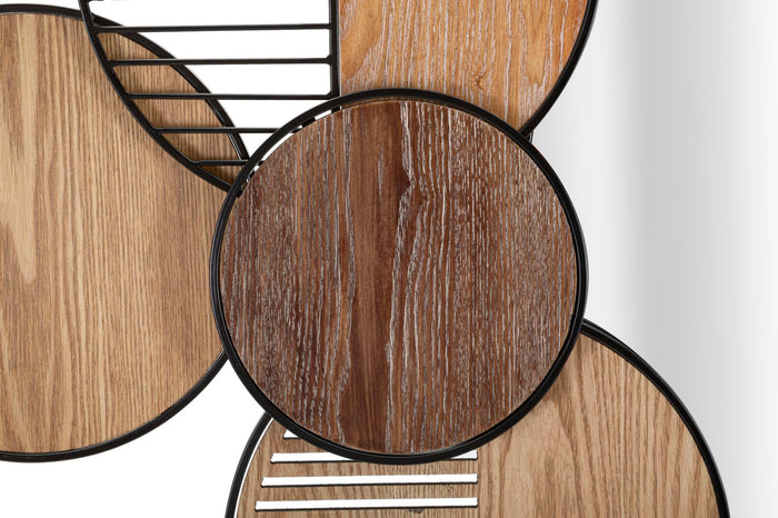 Mauro Ferretti Woody Wandspiegel in metaal en hout bruin en zwart