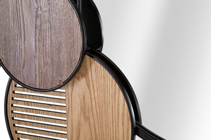 Mauro Ferretti Woody Wandspiegel in metaal en hout bruin en zwart