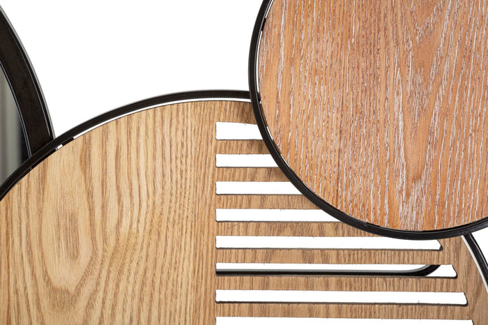 Mauro Ferretti Woody Wandspiegel in metaal en hout bruin en zwart