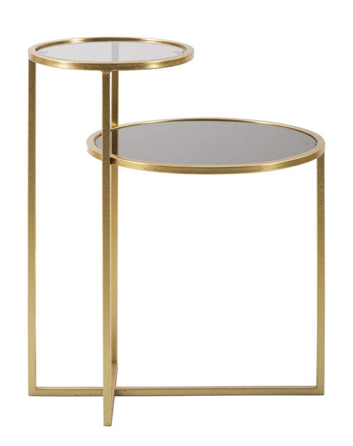 Mauro Ferretti Levels Tafel met 2 metalen toppen en goudglas