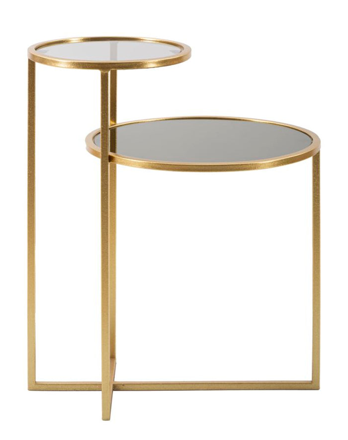 Mauro Ferretti Levels Tafel met 2 metalen toppen en goudglas